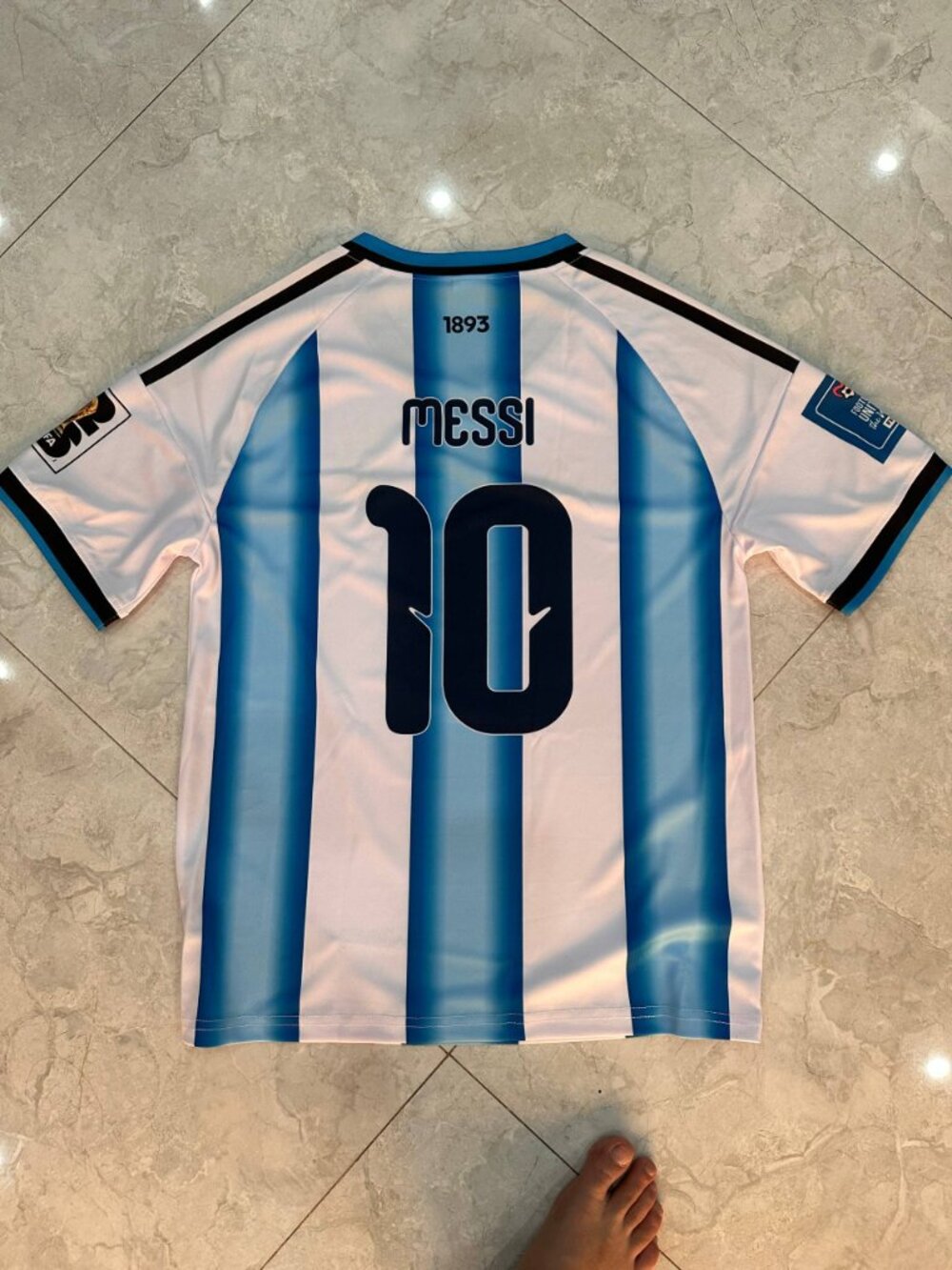 Argentina Messi #10 Home Style Soccer Jersey Blue White Striped Football Shirt